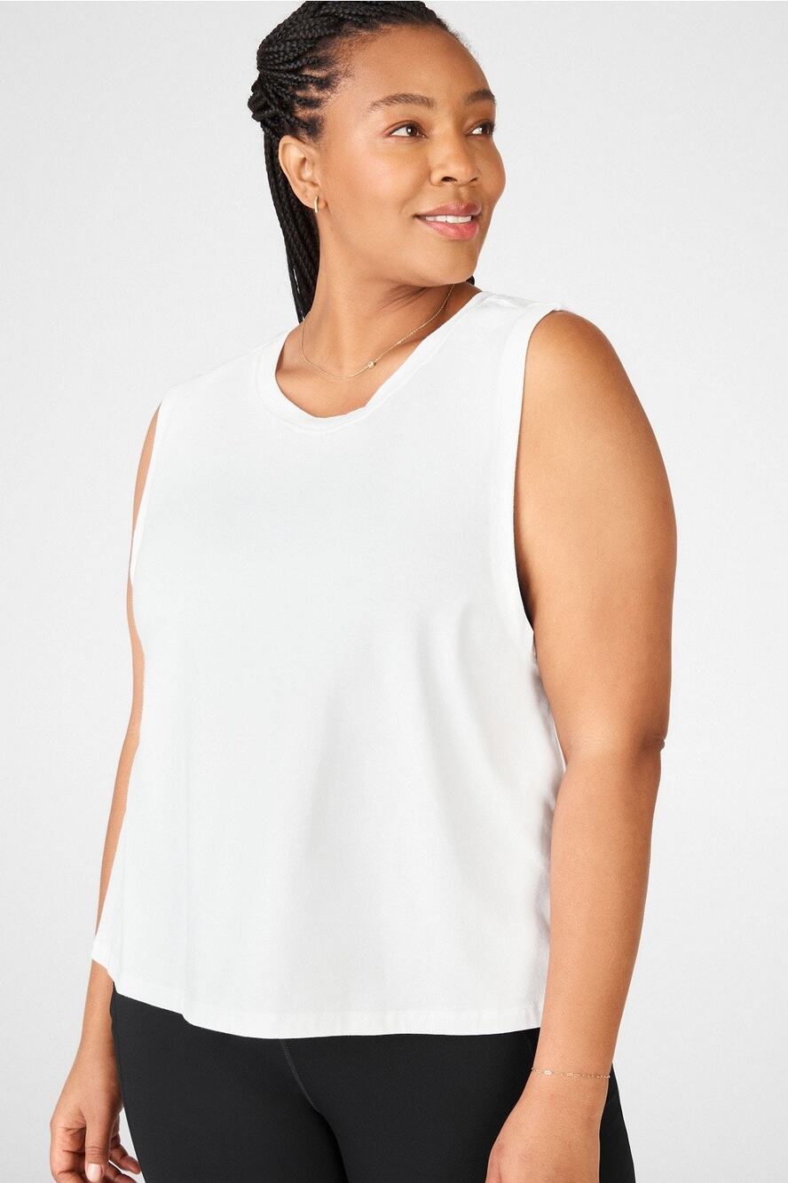 Fabletics White Muscle Tank Top Size 3X Cotton